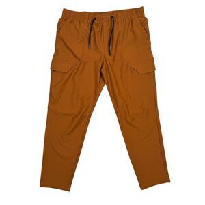 FLX Jogger Pants Mens Large L Orange Cargo Performance Drawstring Athleisure